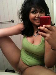 Busty Indian gf with shaved pussy self..